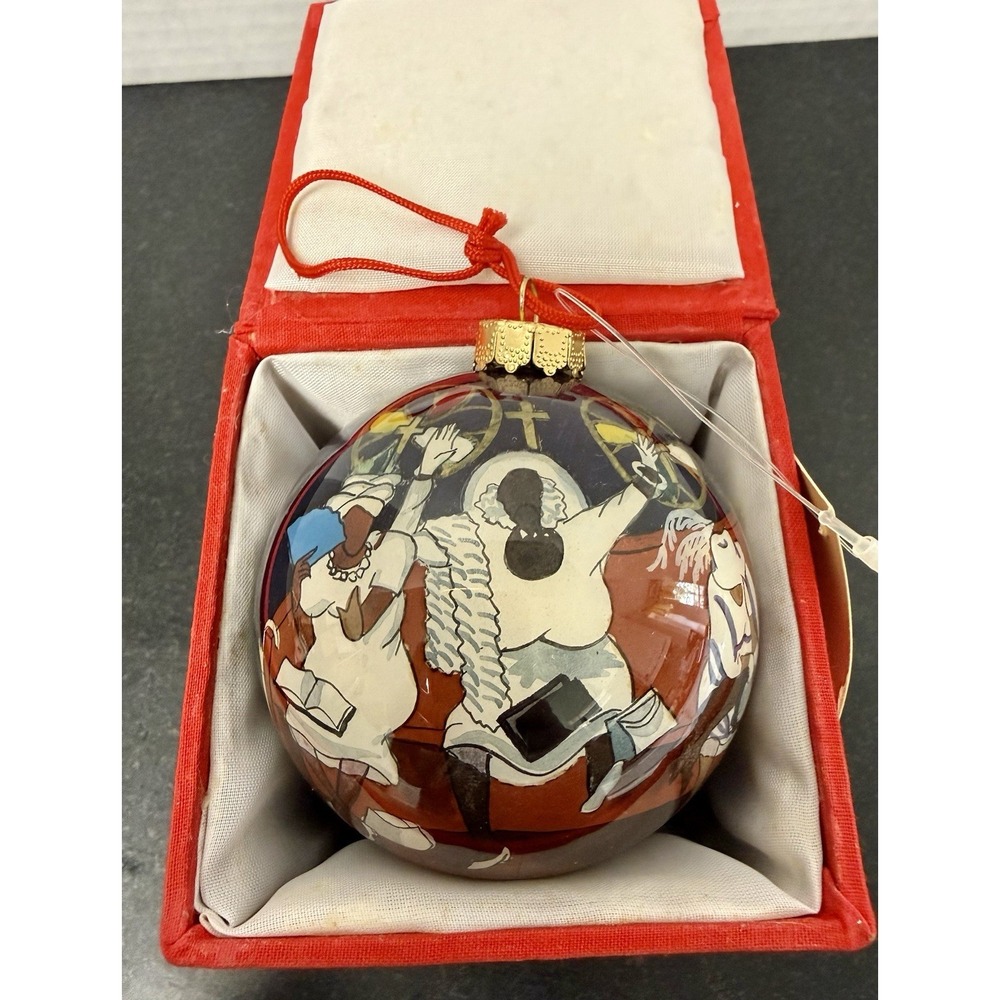 Rare Vintage Annie Lee Mothers Board Inside Painted Glass Ornament NOS Box